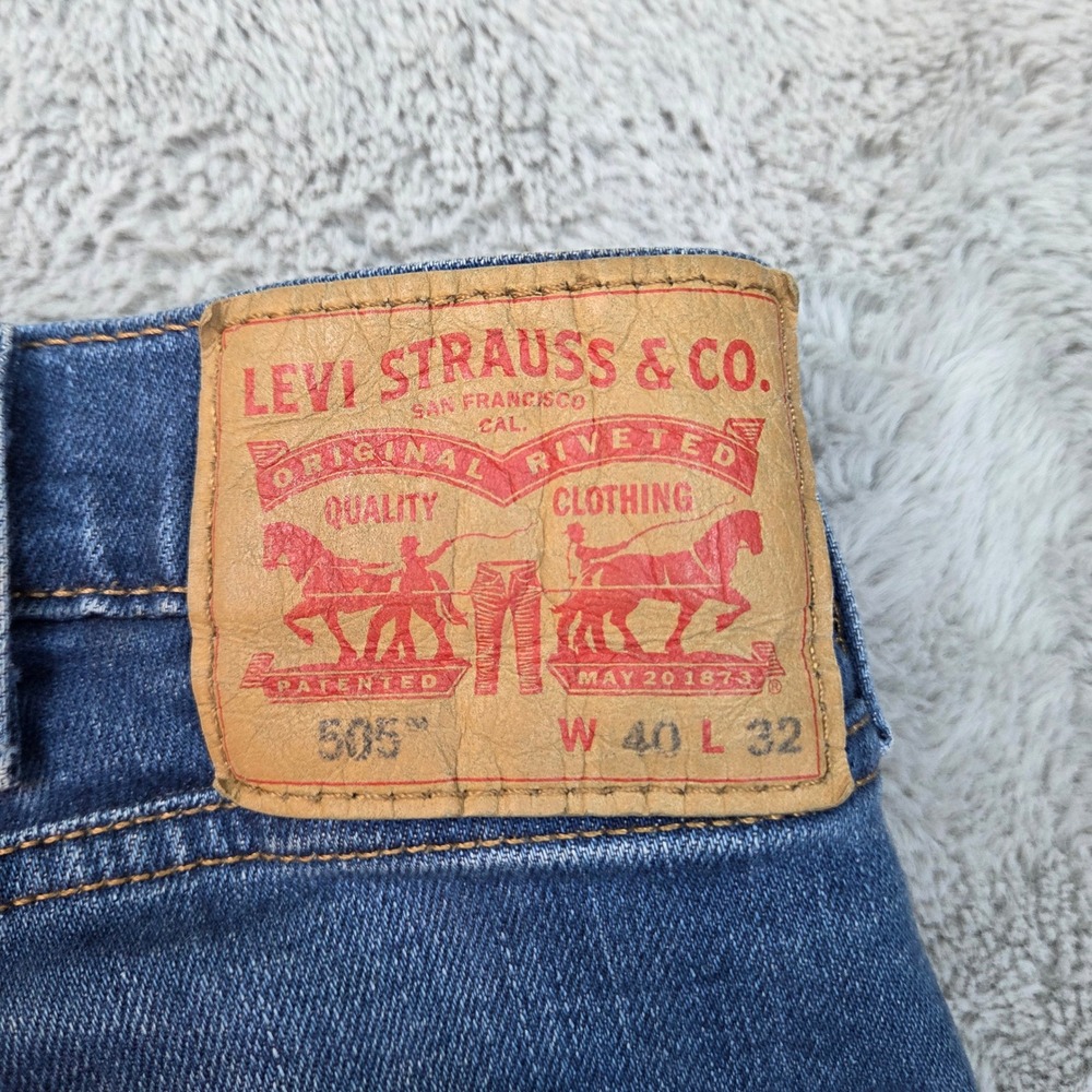 Levi's 505 Regular Fit Jeans Mens 40x32 Blue Straight Leg Denim 00505-1541 - Picture 11 of 11